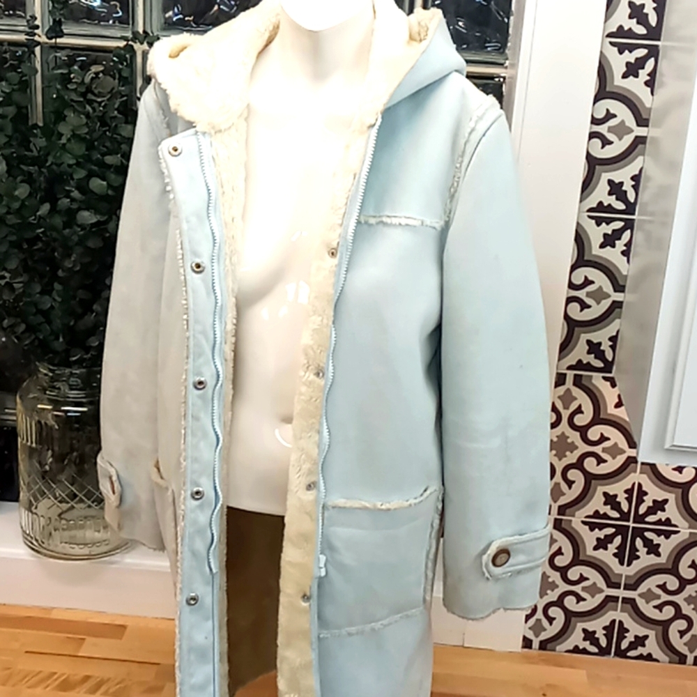 Suede shearling winter children's coat